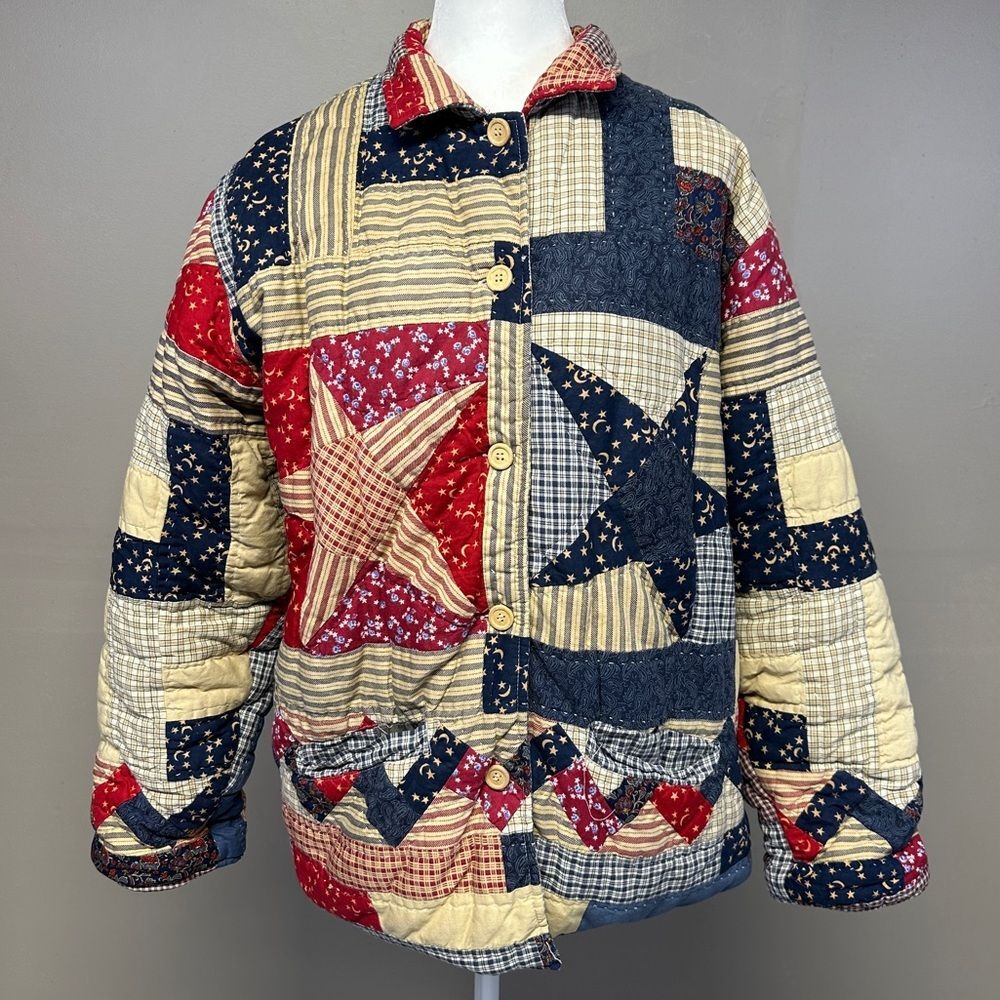 Vintage Reversible Quilted Patchwork Jacket 90s S… - image 1